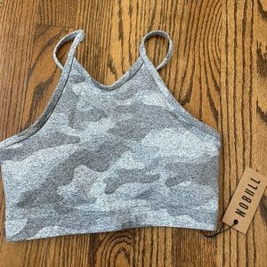 NoBull Plush Heather Halter Sports Bra - white camo- small